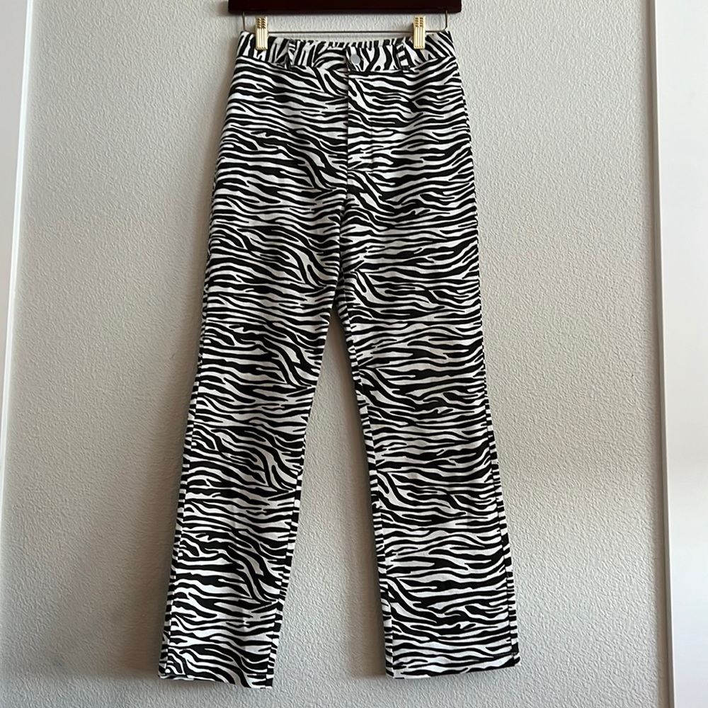 Zebra flare canvas pants